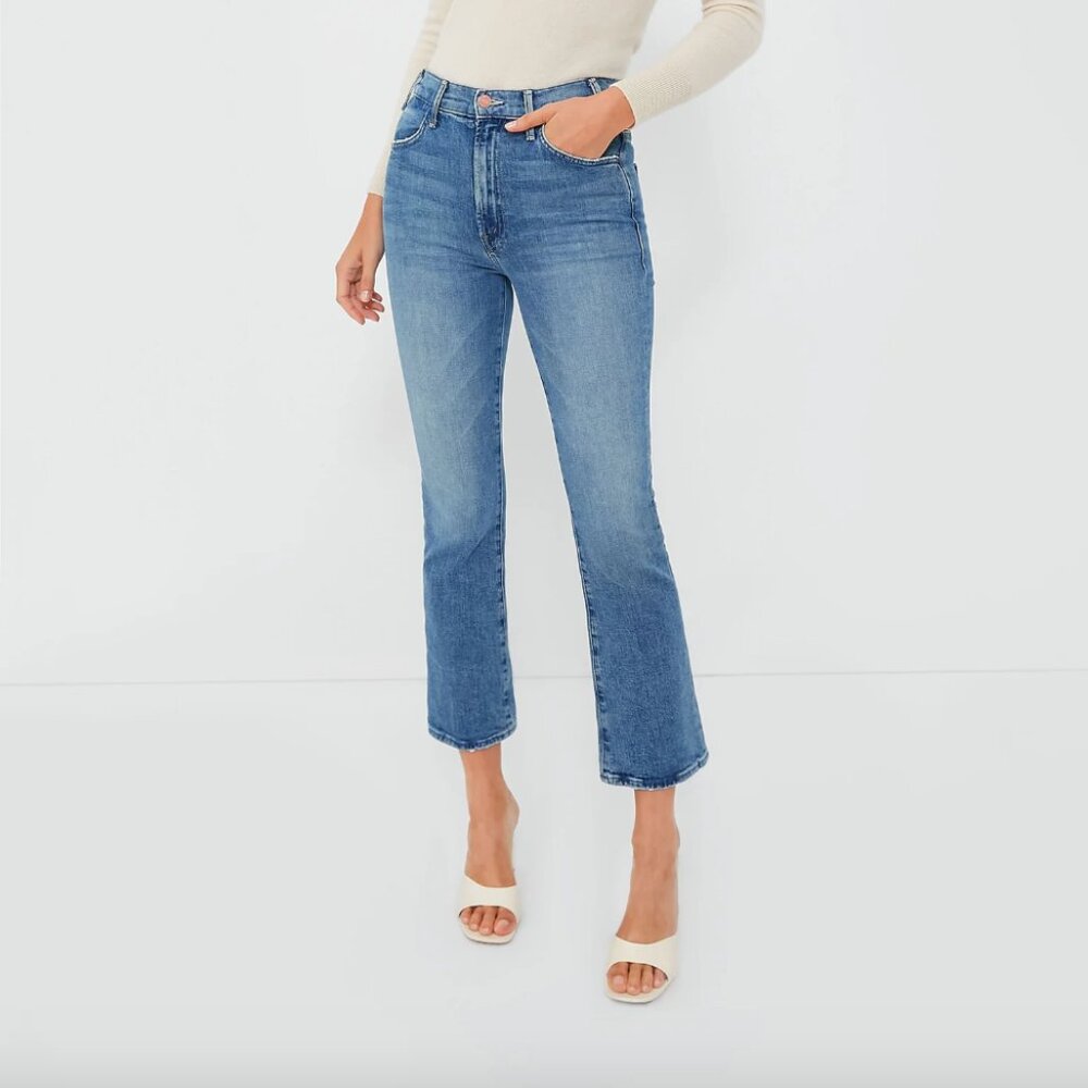 Mother The Hustler High Rise Ankle Flared Jeans in Scenic Route